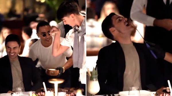 During the team’s warm-weather training, the manager of Arsenal was seen eating steak directly off of Salt Bae’s fork.