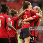 Leigh Sports Village, Leigh, England, December 17, 2023: Ella Toone of Manchester United Women celebrates her team's first goal during the Barclays Women's Super League match between Manchester United and Liverpool FC. (Image sourced from Getty Images by Charlotte Tattersall, MUFC/Manchester United))