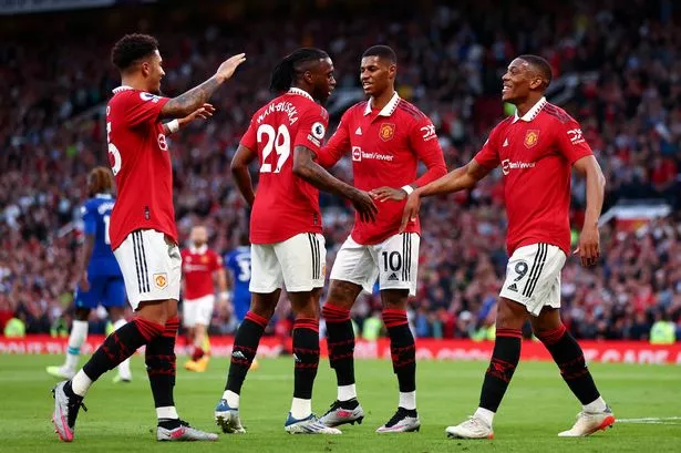 Manchester United's Anthony Martial, Aaron Wan-Bissaka and Marcus Rashford