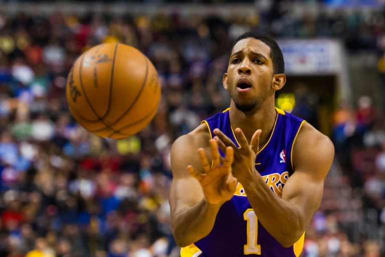 los-angeles-lakers-guard-darius-morris-1-passes-the-ball-during-the-first-quarter-against-the-philadelphia-76ers-at-the-wells-fargo-center-the-lakers-defeated-the-sixers-111-98